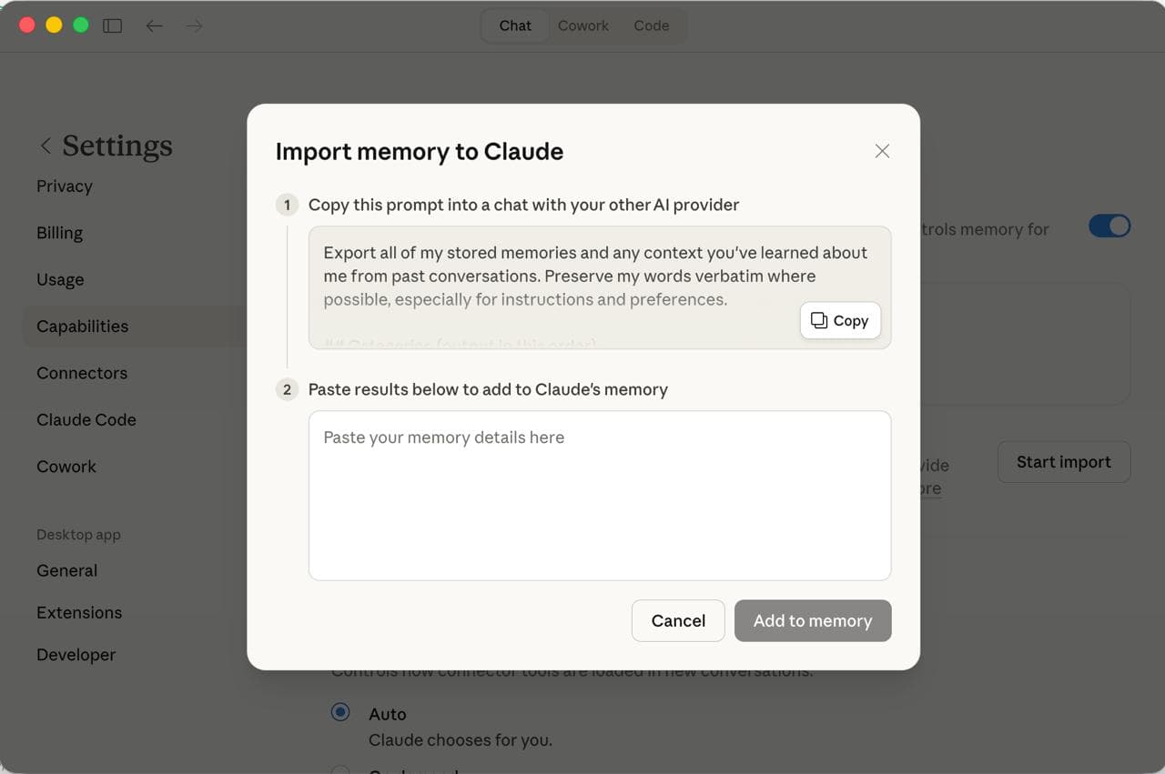 Claude Gives You a Prompt to Extract Knowledge About You from Other AIs — illustration