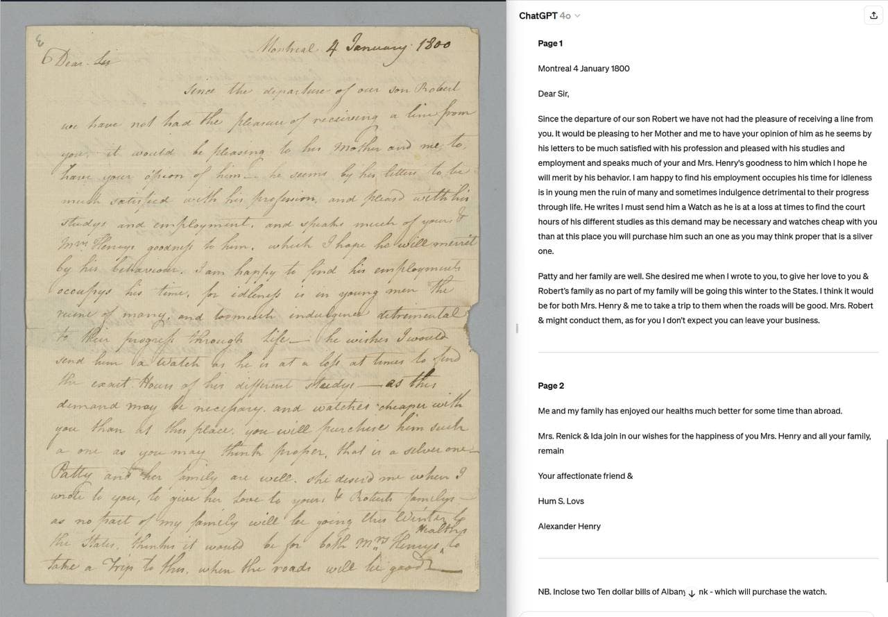 ChatGPT-4 and Deciphering Handwritten Texts — illustration