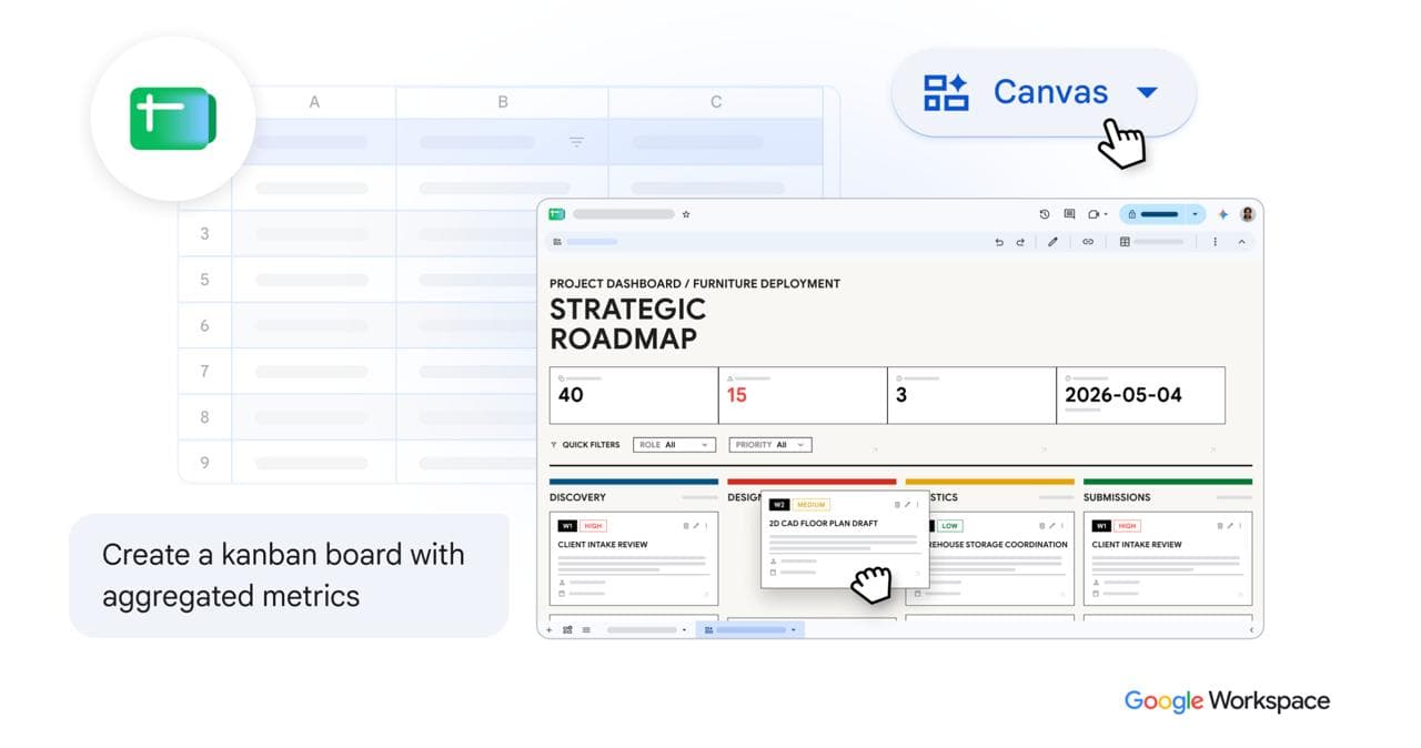 Оказывается, Google Sheets поддерживает Kanban-доски через Canvas. — illustration