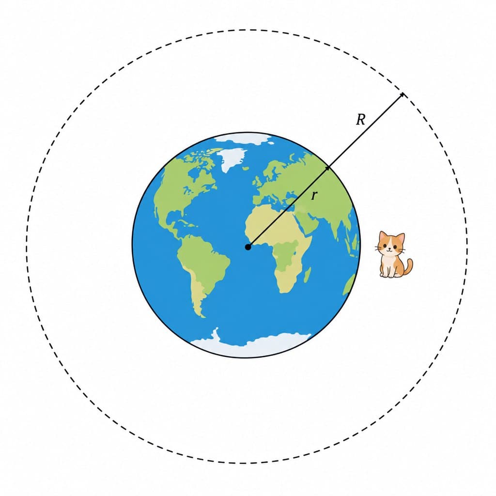 Веревка вокруг Земли длиннее на 1 метр — illustration