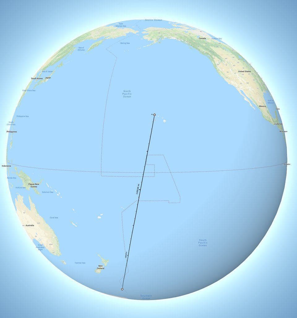 Journey to Antarctica and the International Date Line — illustration